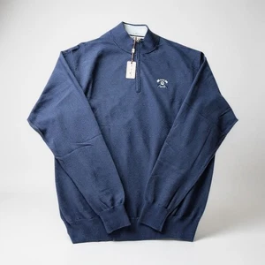 NWT Peter Millar Pullover Mens XXL Navy Cotton Cashmere Knit MOS vs MITS Golf - Picture 1 of 10