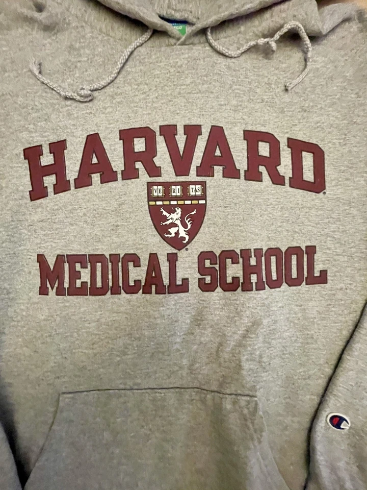 Champion Harvard Medical School Hoodie Gray Fleece Sweatshirt Medium Collegiate - Image 1 of 4