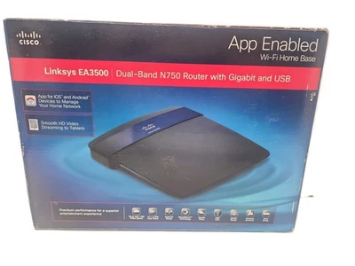 Cisco Linksys EA3500 Dual Band N750 Router With Gigabit And USB App Enabled - Image 1 of 4
