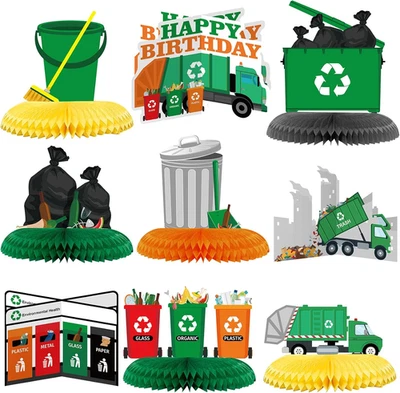 9 шт. сотовые центральные элементы для мусоровоза украшение для вечеринки тема мусорного грузовика 3 - Изображение 1 из 4