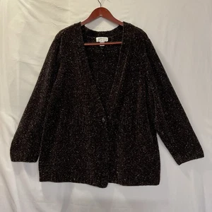Croft & Barrow Womens Knit Cardigan Sweater W/Single Button Closure Brown 3X - Picture 1 of 10