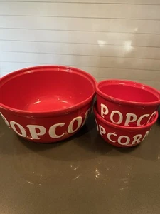 💥Espana Life Style Ceramic Red Popcorn Bowls *1 Large/ 2 Small*EUC - Picture 1 of 6