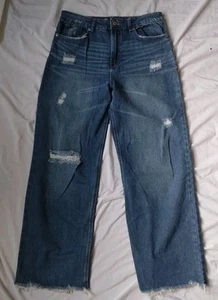 Peace Love Eco By Rewash Super High Rise Distressed Jeans Straight Size 11/30 - Picture 1 of 9