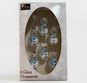6 Snowman Mini Snow Globe Clear Glass Christmas  Vintage Ornaments - Picture 1 of 3