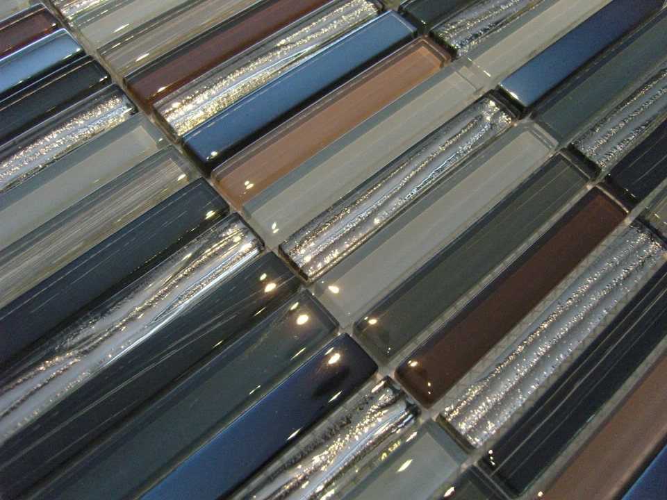 Glasmosaik effekt Mosaik Fliese Perlmutt grau schwarz silber braun beige top - Bild 1 von 1