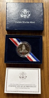 2003 P First Flight Wright Brothers Commemorative Half Dollar Proof US Mint 50C - Image 1 of 4