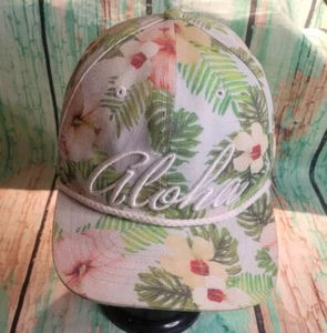 Hawaiian Aloha Floral  Tiki DJ Party Snapback Hat Trim Hat Baseball Cap - Picture 1 of 10