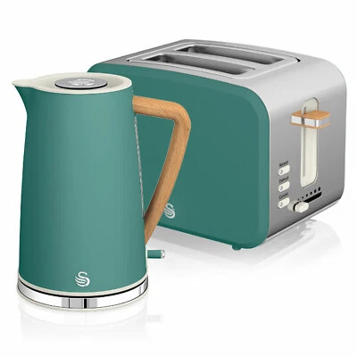 Swan Nordic Set Desayuno Hervidor Agua 1,7 L Tostador 2 rebanadas Moderno Verde - Imagen 1 de 4