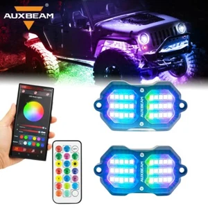 2x AUXBEAM RGB LED Rock Lights Underglow APP y Control Remoto Magic Dream Chasing RGB - Imagen 1 de 12