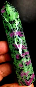102g Red Ruby in Green Zoisite Quartz Crystal WAND POINT Reiki Healing b834 - Picture 1 of 7