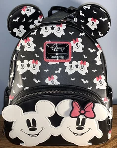 NWT Loungefly Disney Mickey & Minnie Ghost Glow Mini Backpack FREE SHIPPING - Picture 1 of 5