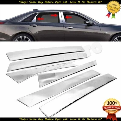 Compatível com tampas de poste de pilar de aço inoxidável cromado Cadillac CT6 2017-2023 6 peças - Imagem 1 de 2