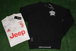 Adidas Men's Juventus CNY Sweatshirt & Away Soccer Jersey, Black/White, Size M - Picture 1 of 14