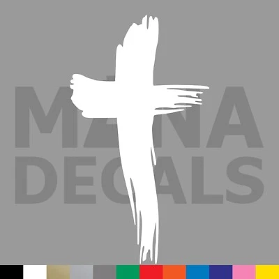 MANA DECALS Cross Brush Stroke Vinyl Die Cut Decal Sticker - Jesus Christ Christian Church