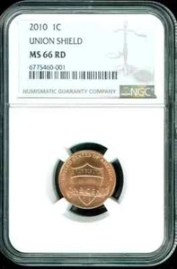 2010-P LINCOLN UNION SHIELD CENT PENNY NGC MS66RD BU UNC FIRST YEAR COIN #D - Picture 1 of 2