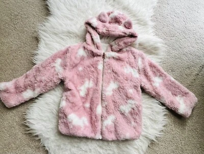 EMMA & ELSA girls fur full zip coat pink white Reversible Size 5 - Image 1 of 4