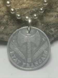 1944 France 50 Centimes Coin Pendant Unisex Necklace Axe WWII. Wear History! ๐ - Picture 1 of 7