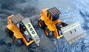 Baufahrzeuge, Push and Go, Reibung angetrieben, Kran und Bagger, ~6cm hoch, JO - Bild 1 von 12