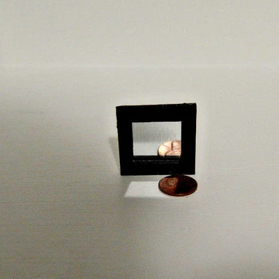 Miniature Mirror, Custom Wood Frame, Painted Black in 1:12 doll scale - Image 1 of 4