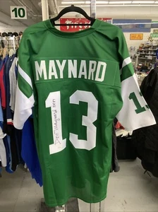 Autographed Don Maynard HOF 87 New York Jets Green Football Jersey JSA Size XL - Picture 1 of 6