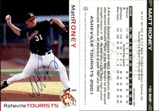 Matt Roney Signed 2001 Grandstand Asheville Tourists #NNO Card Auto