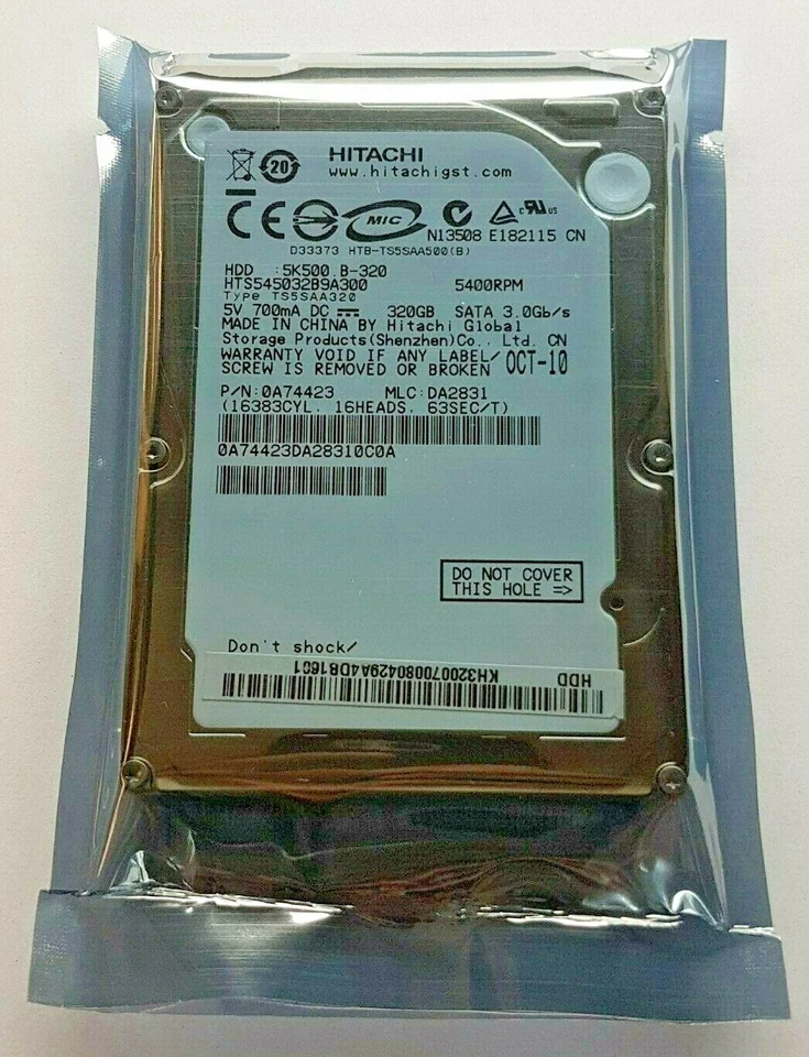 320 GB SATA Hitachi HTS5450329A300 5400rpm 8MB HDD 2,5 " Internal Hard Drive New - Image 1 of 1