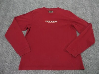 Camiseta Y2k Abercrombie Fitch Center deletreada para hombre grande manga larga cuello redondo Foto 1 de 4