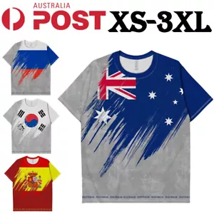Men Australian Flag T-Shirt Australia Souvenir Spain Korea Short Sleeve Tee Tops - Picture 1 of 12