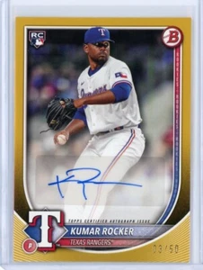 2025 Bowman Kumar Rocker Rookie Auto Gold /50 - Texas Rangers - Bild 1 von 2