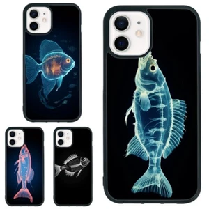 For Samsung Galaxy Apple iPhone cartoon X ray fish skull TPU Case - Picture 1 of 25
