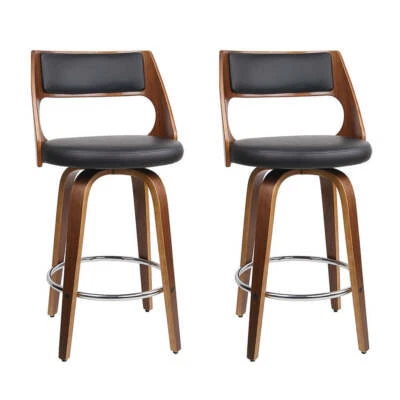 NNEDSZ Set of 2 Wooden Bar Stools - Black - Image 1 of 4