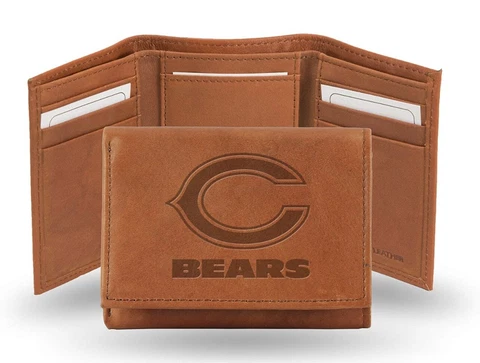 Officially Licensed NFL Chicago Bears Leather Billfold Wallet, Brown OPENED BOX Cover