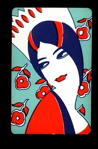 ART DECO RETRO LADY IN RED GOWN & HAIR ADORNMENT FLOWERS - Picture 1 of 1