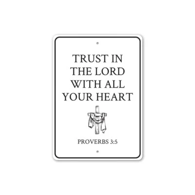 Christian Bible Verse Sign, Inspirational Bible Verse Sign, Proverbs Metal Decor - Image 1 of 4