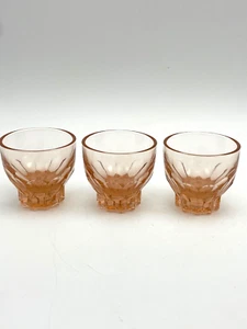 Three Vintage Art Deco Pink Persimmon Depression Glass Liqueur Glasses France - Picture 1 of 9