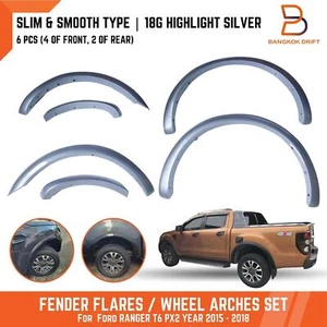 18G SILVER 3" SLIM FENDER FLARES ARCH FOR FORD RANGER UTE PX MK2 2015-2018 - Picture 1 of 9