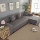 (Gray)Polyester 3+2 Seat Corner Sofa Cover L Shape Slipcover Home Furniture ST