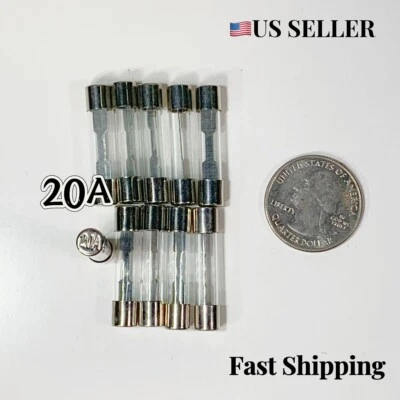 PACK DE 10 FUSIBLES AGU DE 20 AMP FUSIBLES DE VIDRIO REDONDO NIQUELADO Foto 1 de 2
