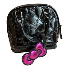HELLO KITTY Black Satchel Style Handbag Handles LOGO Tag Sanrio Loungefly  READ