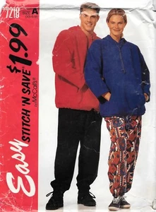 McCall's Stitch N Save Sewing Pattern # 7218 Misses Men's Top & Pants Sz XS-S-M - Picture 1 of 2