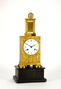 1880 French Silk Suspension Ormolu Empire Bronze Mantle Clock - Angevin A Paris - Picture 1 of 16