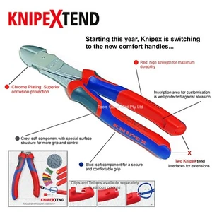 KnipeXtend Chrome - Knipex 200mm High Leverage Diagonal Side Cutters - 74 05 200 - Picture 1 of 8