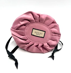 New! Gucci Flora Beauty  Cosmetic Bag Drawstring  Pouch Clutch ~ Pink - Picture 1 of 6