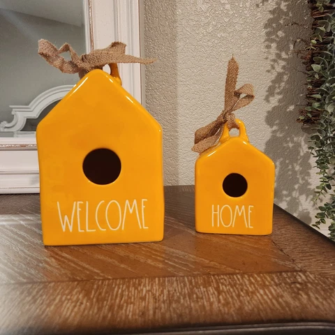 Rae Dunn Welcome and Home Ceramic Birdhouses Home Fall Cover