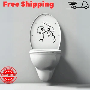 1pc Toilet Lid Sticker Funny Cartoon Face PVC WC Sticker For Bathroom Toilet Lid - Picture 1 of 5