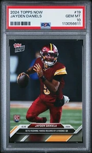 2024 Topps Now - Jayden Daniels #19 Set Rushing Yard Record di Rookie QB PSA 10 - Foto 1 di 2