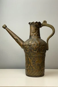 Antik handgeschmiedet gehämmert Kupfer Bronze Naher Osten Wasserkrug Krug Ewer - Bild 1 von 10
