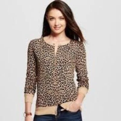 Cárdigan tejido algodón estampado animal leopardo MERONA M manga larga con botones Foto 1 de 4