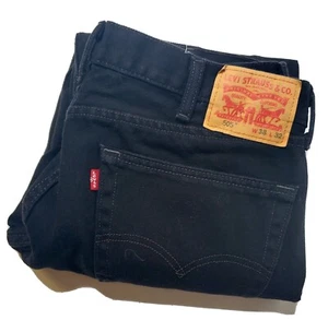 Levis Men's 505 38x32 Black Denim Jeans 100% Cotton Straight Leg Pants Red Tab - Picture 1 of 10