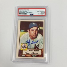 Yogi Berra Signed 1952 Topps RC Reprint Baseball Card PSA DNA Auto